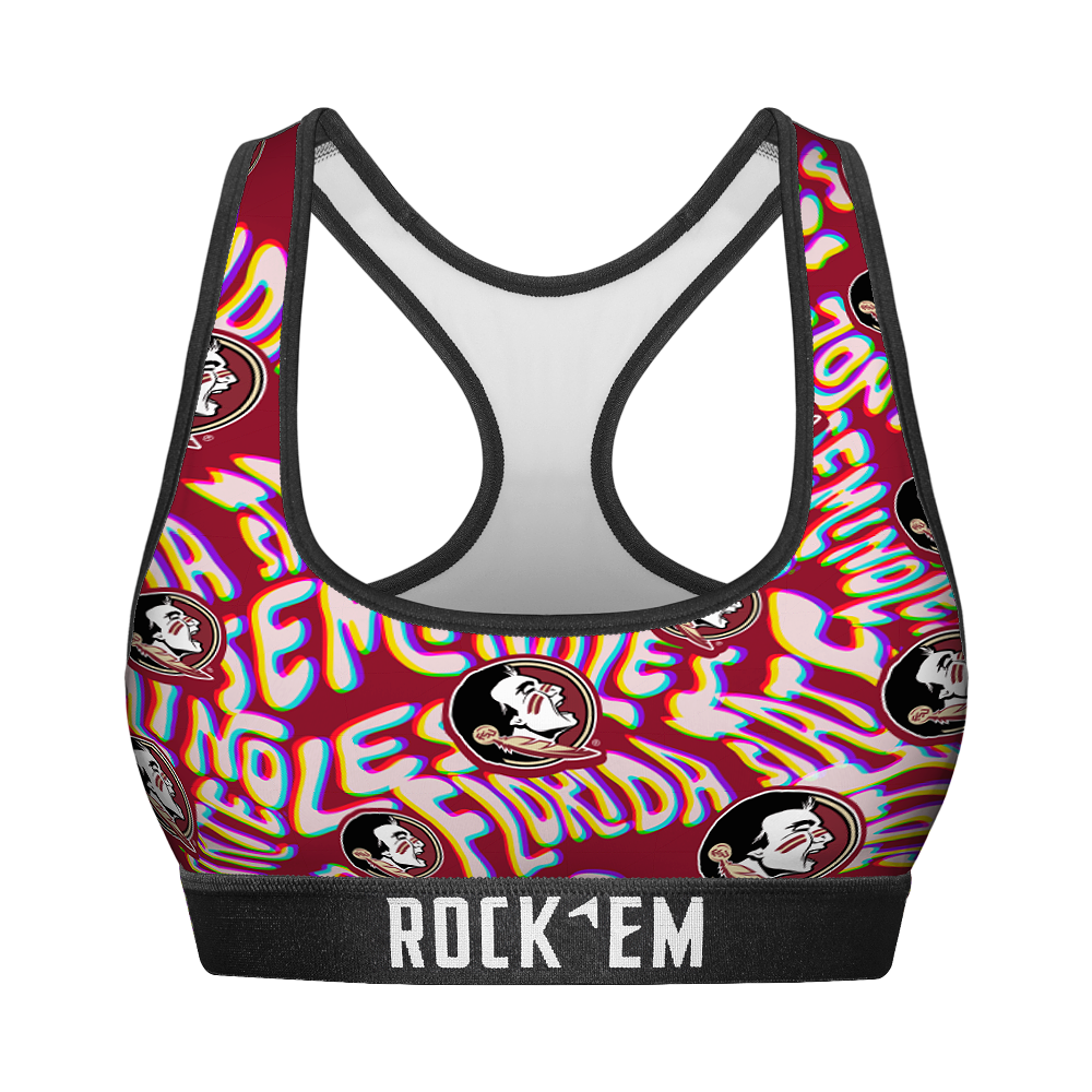 Rock 'Em Socks Women's Sports Bra - Florida State Seminoles - Twisted Wordmark — main product shot