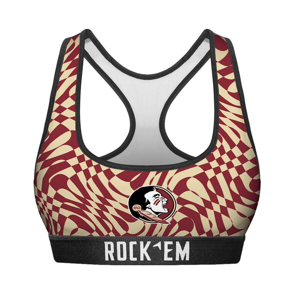 Rock 'Em Socks Women's Sports Bra - Florida State Seminoles - Wavy Checkers — main product shot