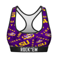 Rock 'Em Socks Rock 'Em Socks Women's Sports Bra - LSU Tigers - Logo All-Over — main product shot