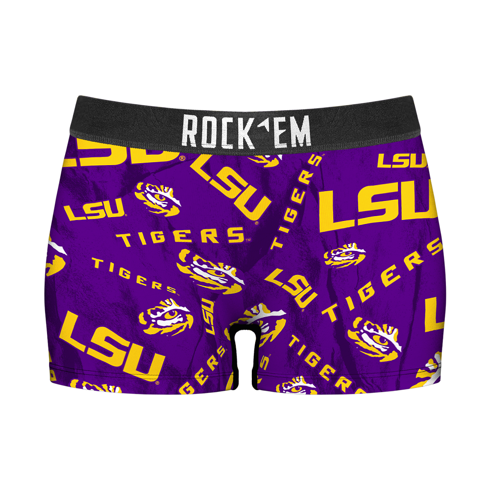 Rock 'Em Socks Rock 'Em Socks Women's Boy Shorts - LSU Tigers - Logo All-Over — main product shot