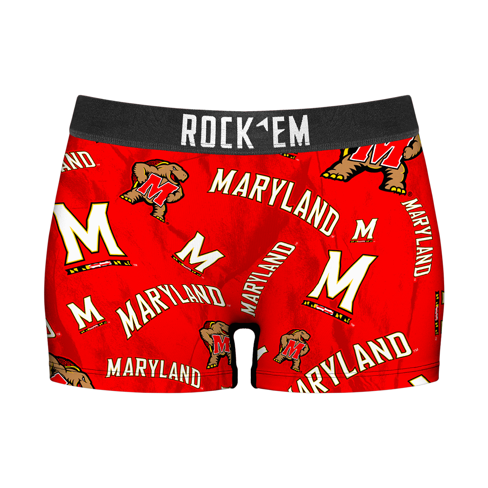 Rock 'Em Socks Women's Boy Shorts - Maryland Terrapins - Logo All-Over — main product shot