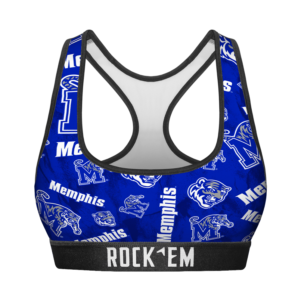 Rock 'Em Socks Women's Sports Bra - Memphis Tigers - Logo All-Over — main product shot