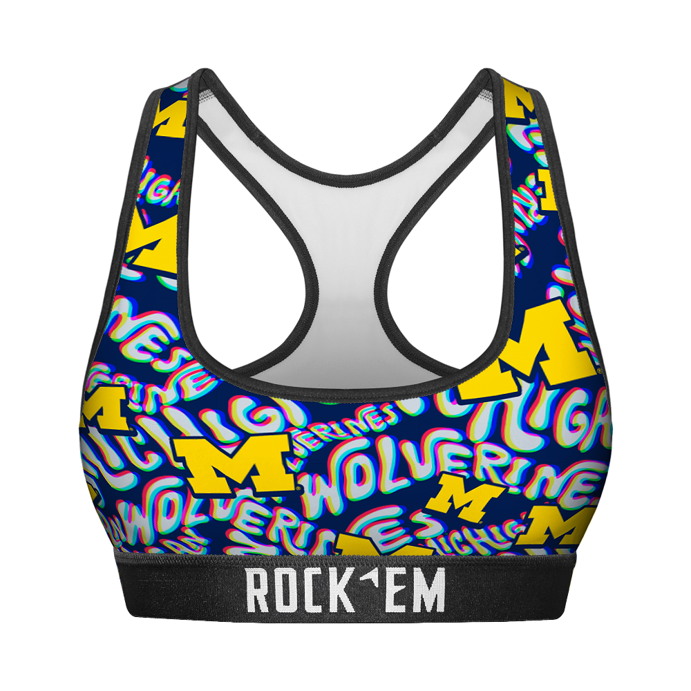 Rock 'Em Socks Women's Sports Bra - Michigan Wolverines - Twisted Wordmark — main product shot