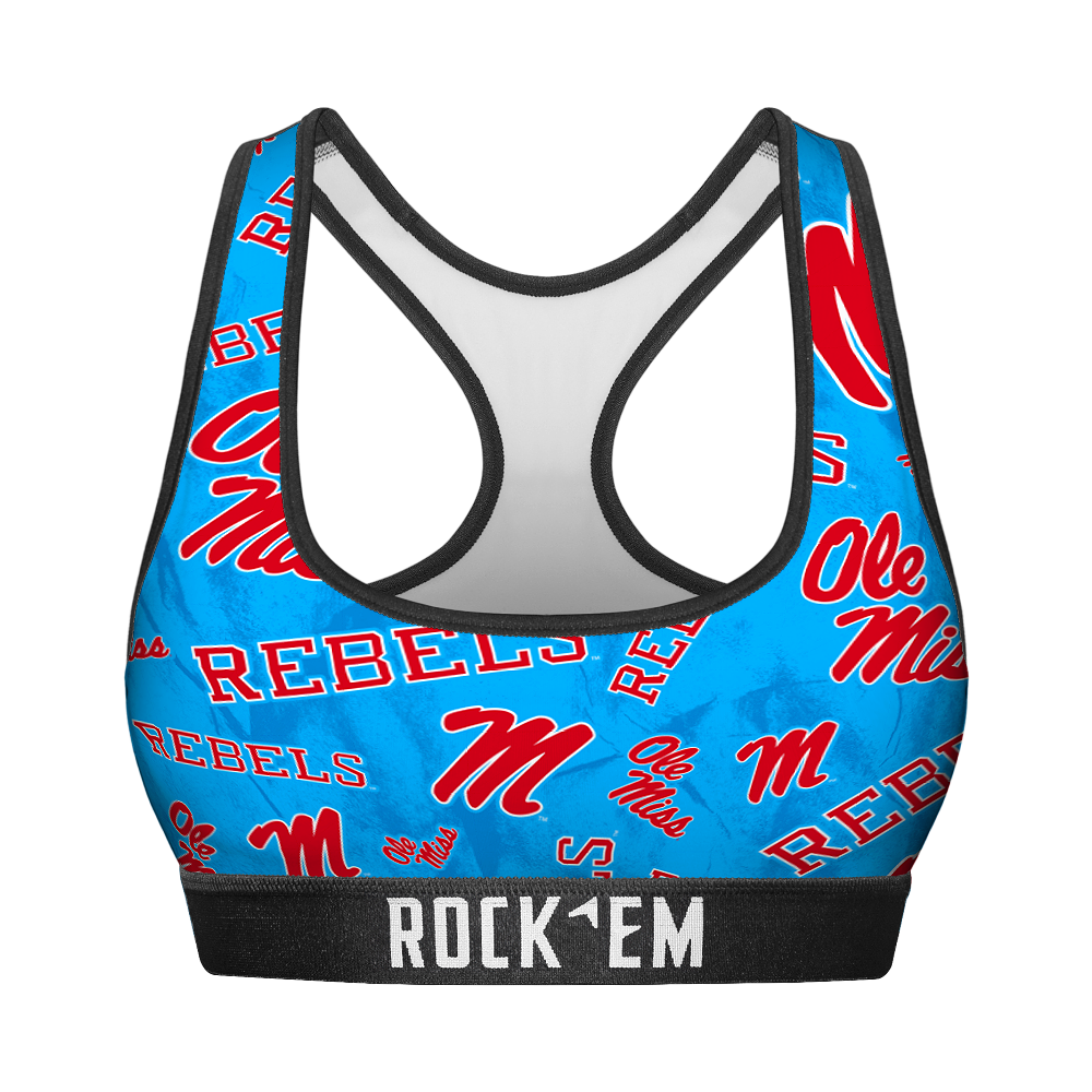 Rock 'Em Socks Women's Sports Bra - Ole Miss Rebels - Logo All-Over — main product shot