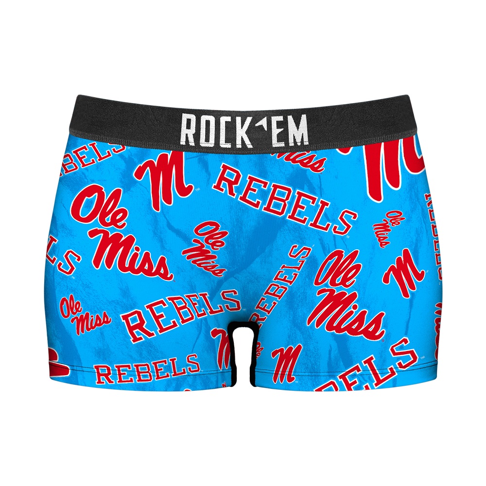 Rock 'Em Socks Women's Boy Shorts - Ole Miss Rebels - Logo All-Over — main product shot