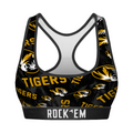 Rock 'Em Socks Women's Sports Bra - Missouri Tigers - Logo All-Over — main product shot