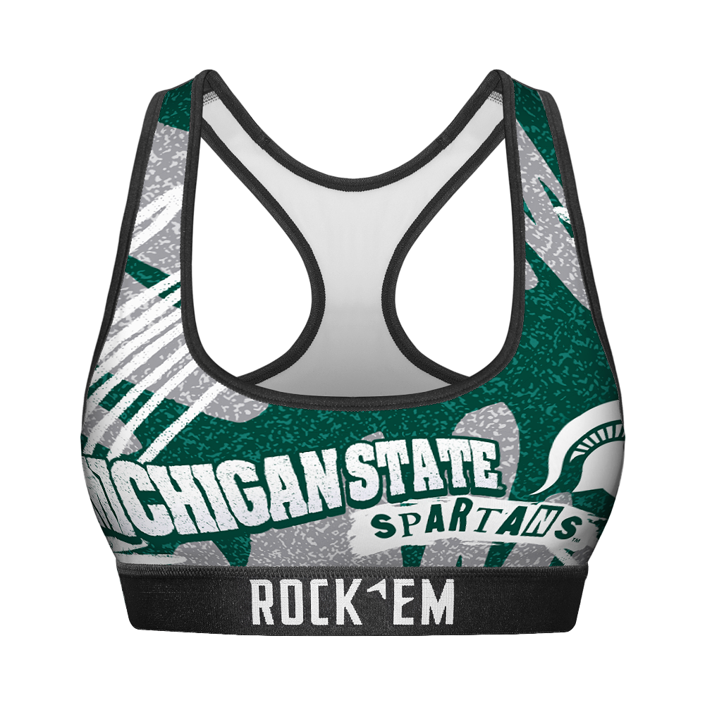 Rock 'Em Socks Women's Sports Bra - Michigan State Spartans - Team Blast — main product shot