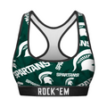 Rock 'Em Socks Women's Sports Bra - Michigan State Spartans - Logo All-Over — main product shot