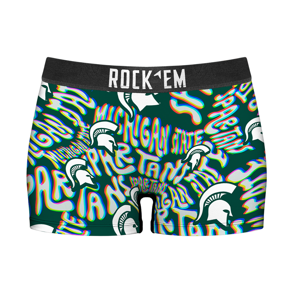 Rock 'Em Socks Women's Boy Shorts - Michigan State Spartans - Twisted Wordmark — main product shot