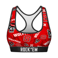 Rock 'Em Socks Women's Sports Bra - NC State Wolfpack - Logo All-Over — main product shot