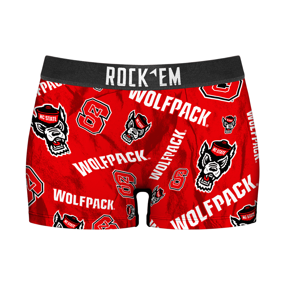 Rock 'Em Socks Women's Boy Shorts - NC State Wolfpack  - Logo All-Over — main product shot