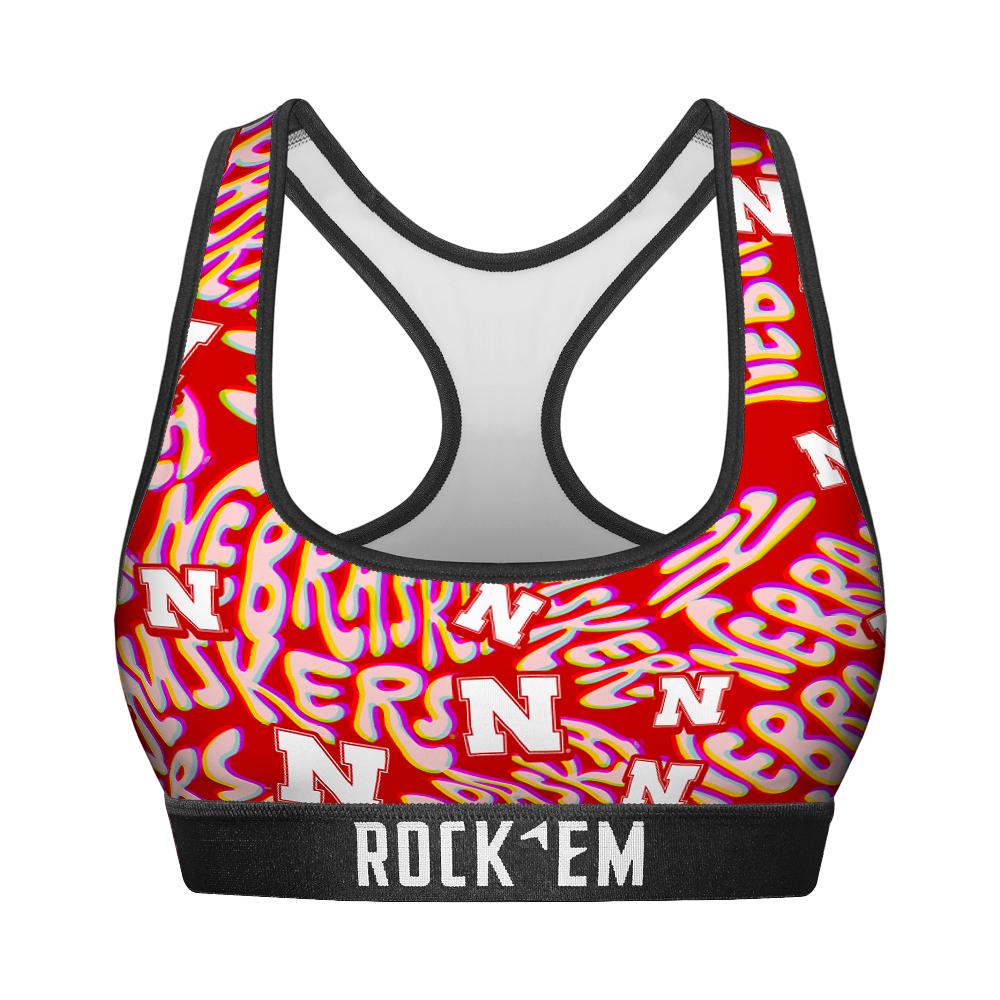 Rock 'Em Socks Women's Sports Bra - Nebraska Huskers - Twisted Wordmark — main product shot