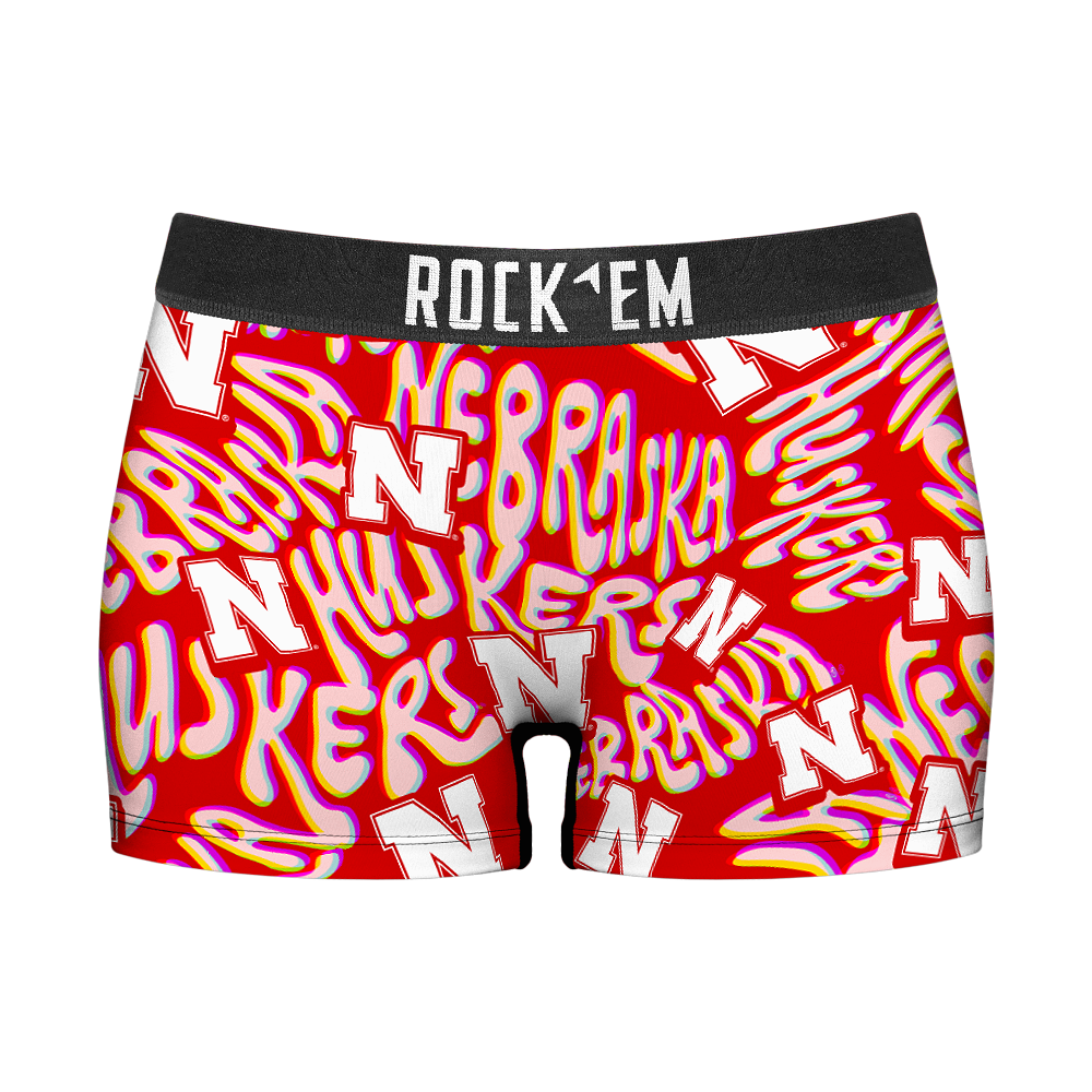 Rock 'Em Socks Women's Boy Shorts - Nebraska Huskers - Twisted Wordmark — main product shot