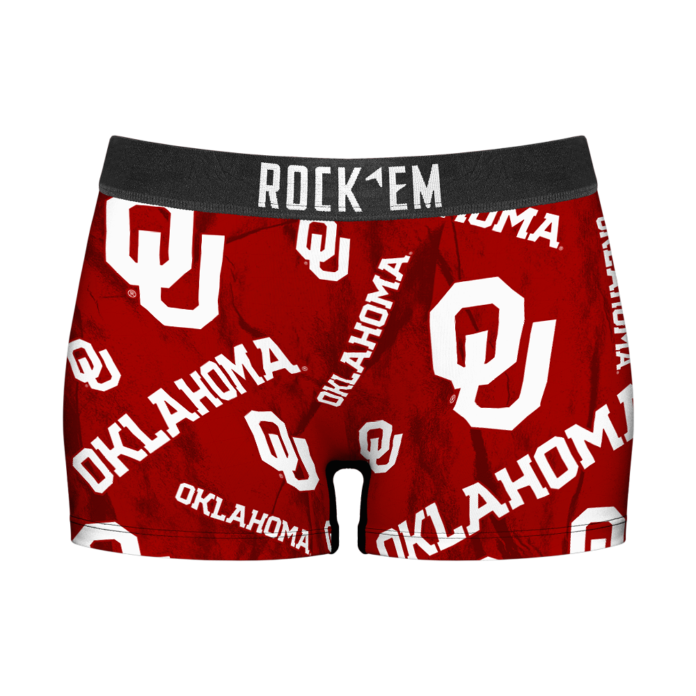 Rock 'Em Socks Women's Boy Shorts - Oklahoma Sooners - Logo All-Over — main product shot