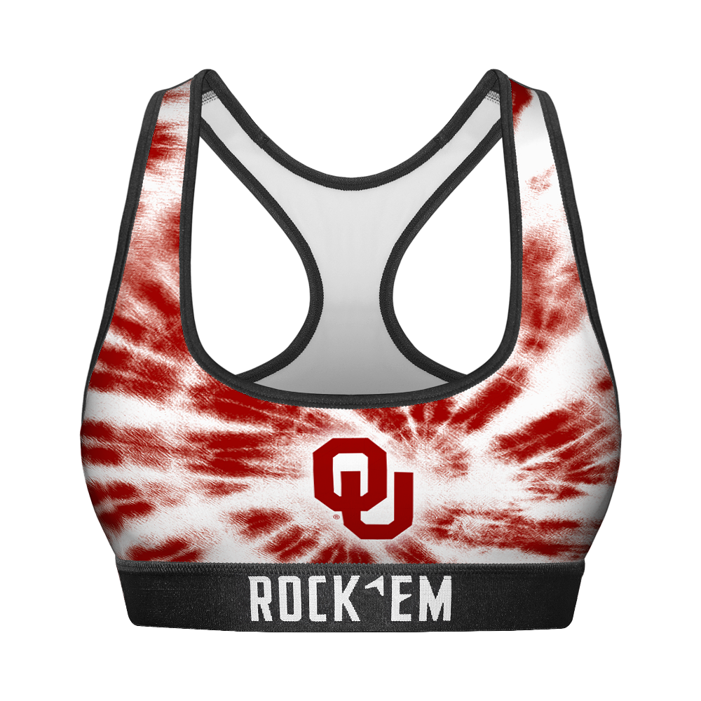 Rock 'Em Socks Women's Sports Bra - Oklahoma Sooners - Team Tie Dye — main product shot