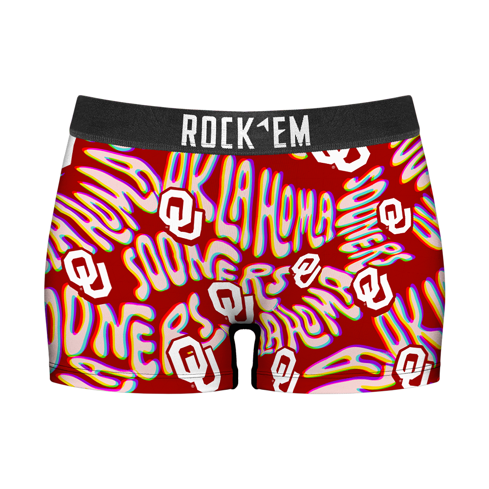Rock 'Em Socks Women's Boy Shorts - Oklahoma Sooners - Twisted Wordmark — main product shot