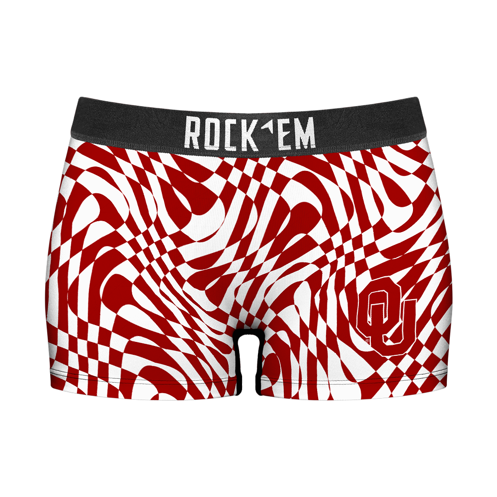 Rock 'Em Socks Women's Boy Shorts - Oklahoma Sooners - Wavy Checkers — main product shot