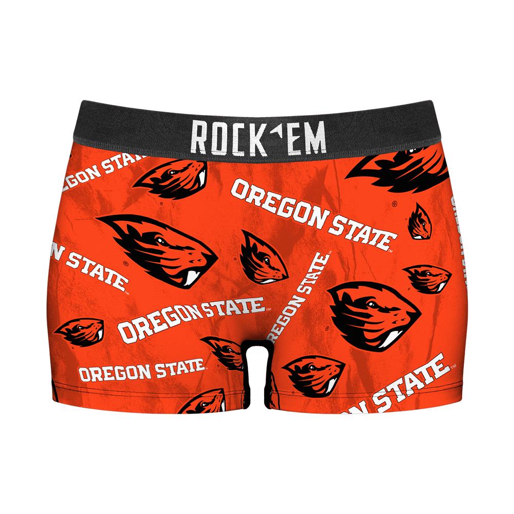 Rock 'Em Socks Women's Boy Shorts - Oregon State Beavers  - Logo All-Over — main product shot