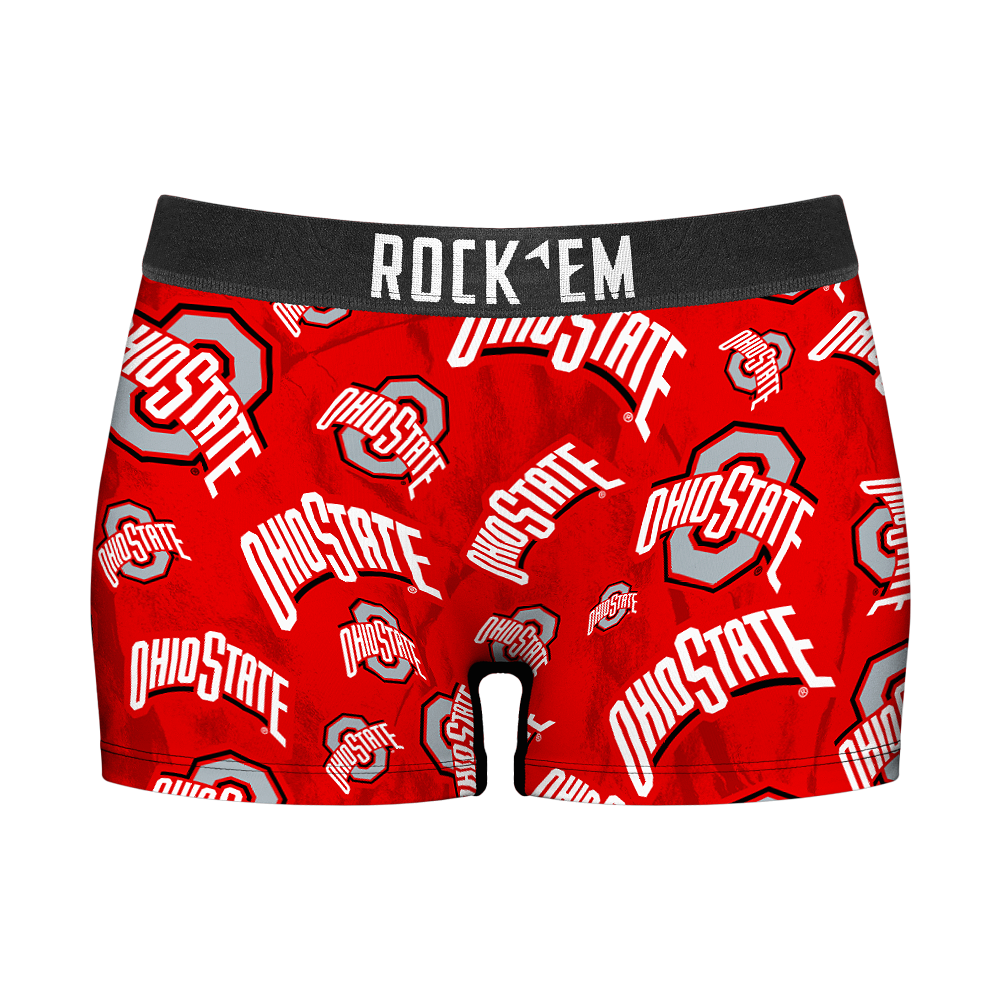 Rock 'Em Socks Women's Boy Shorts - Ohio State Buckeyes  - Logo All-Over — main product shot
