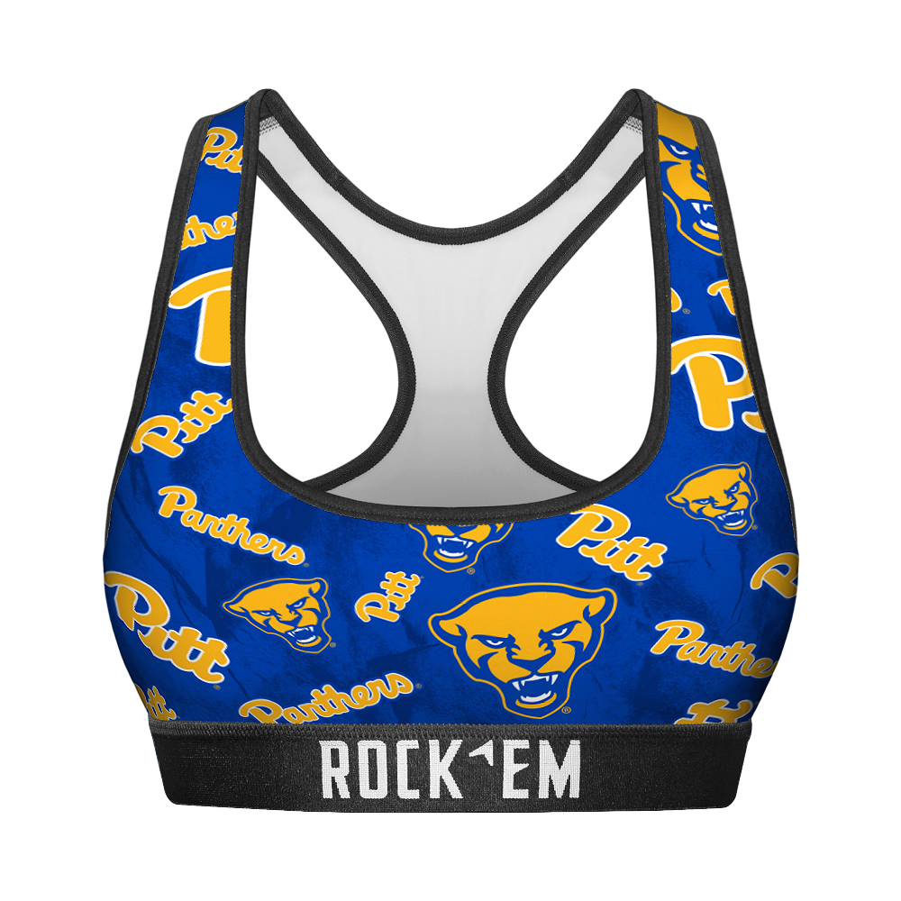 Rock 'Em Socks Women's Sports Bra - Pittsburgh Panthers - Logo All-Over — main product shot