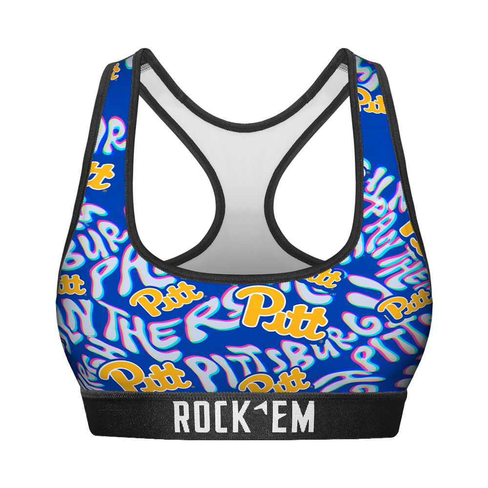 Rock 'Em Socks Women's Sports Bra - Pittsburgh Panthers - Twisted Wordmark — main product shot