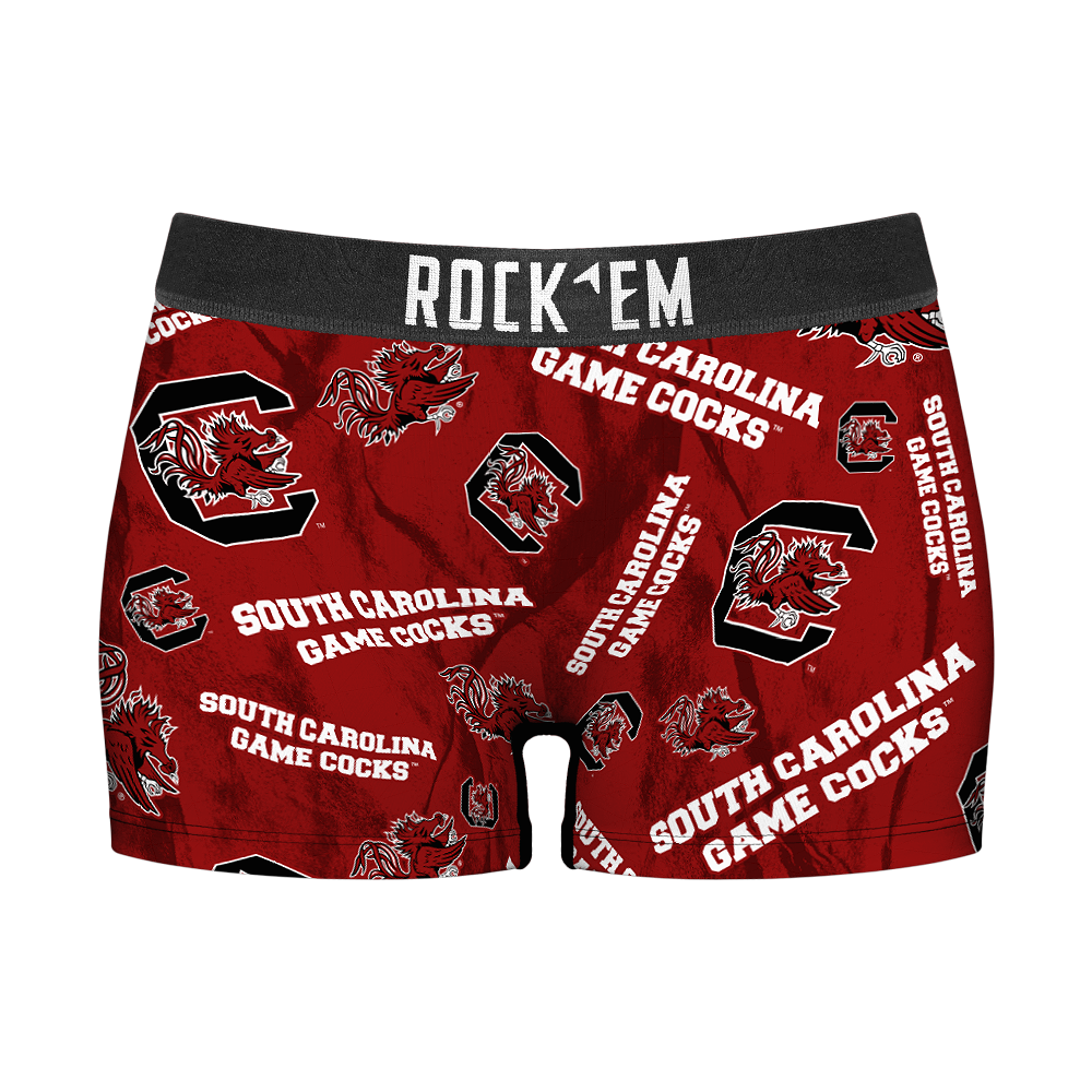 Rock 'Em Socks Women's Boy Shorts - South Carolina Gamecocks - Logo All-Over — main product shot
