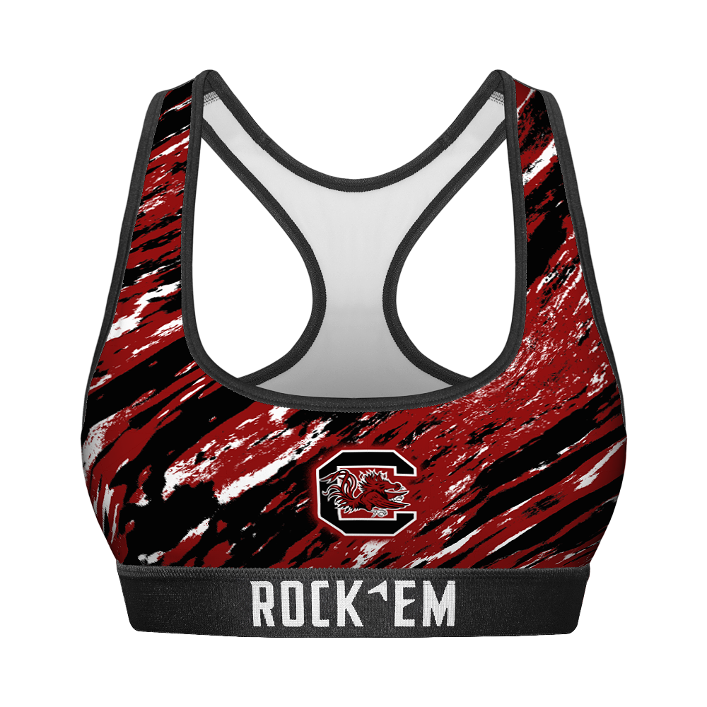 Rock 'Em Socks Women's Sports Bra - South Carolina Gamecocks - Retro Paint — main product shot