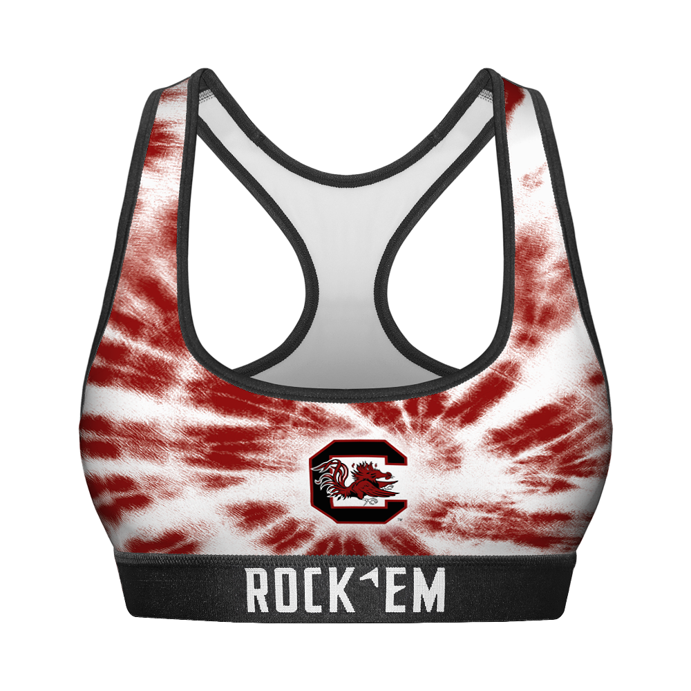Rock 'Em Socks Women's Sports Bra - South Carolina Gamecocks - Team Tie Dye — main product shot