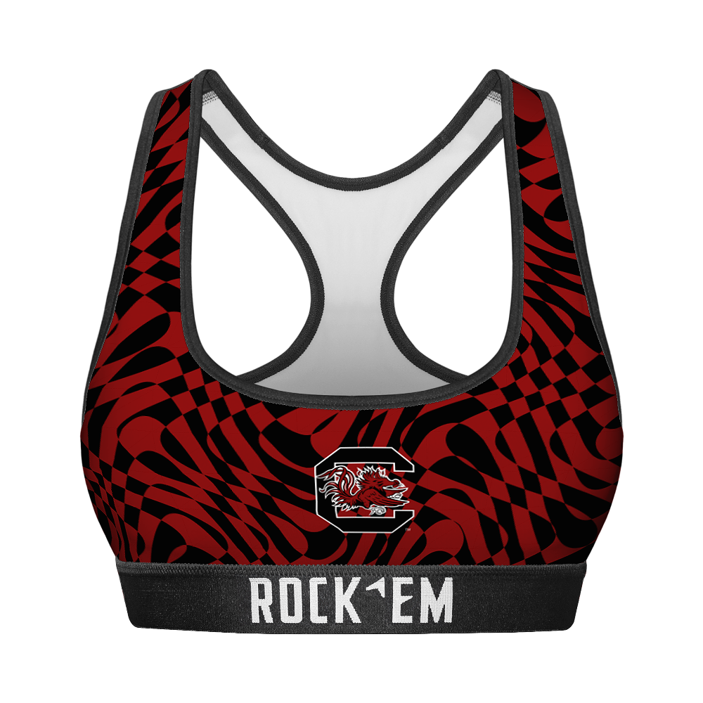 Rock 'Em Socks Women's Sports Bra - South Carolina Gamecocks - Wavy Checkers — main product shot