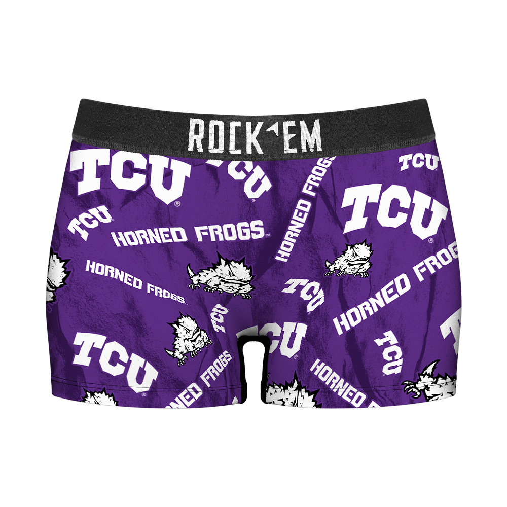 Rock 'Em Socks Women's Boy Shorts - TCU Horned Frogs - Logo All-Over — main product shot