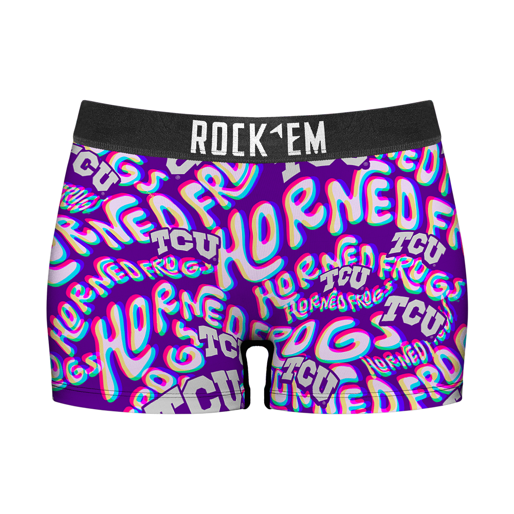 Rock 'Em Socks Women's Boy Shorts - TCU Horned Frogs - Twisted Wordmark — main product shot