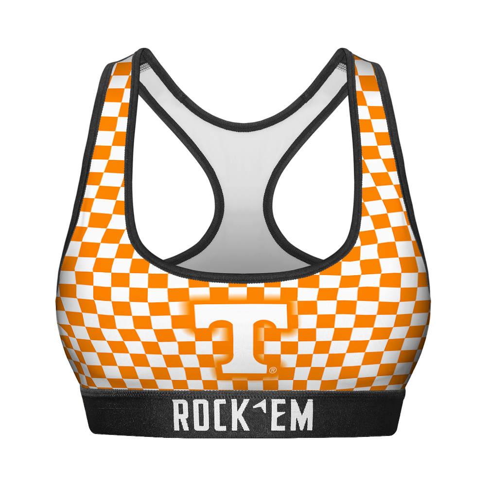 Rock 'Em Socks Women's Sports Bra - Tennessee Volunteers - Full Checkerboard — main product shot