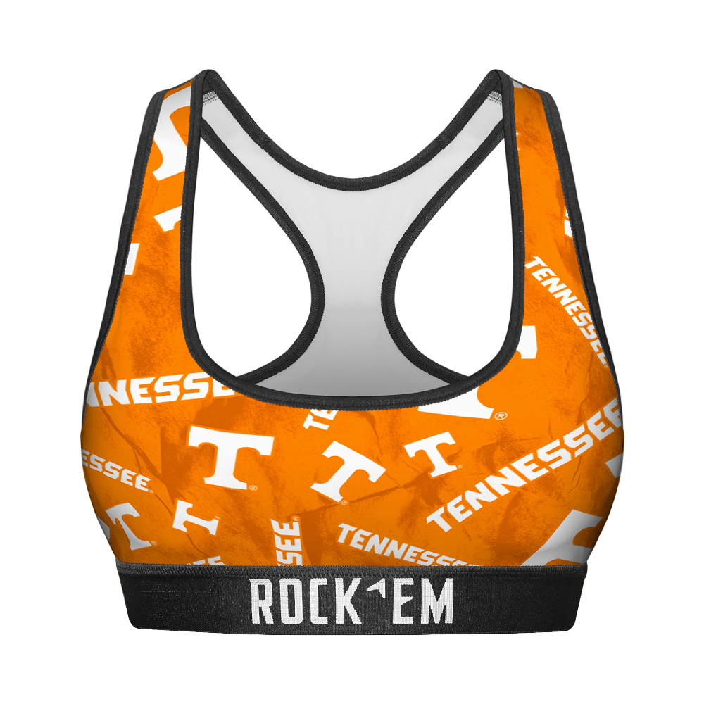 Rock 'Em Socks Women's Sports Bra - Tennessee Volunteers - Logo All-Over — main product shot