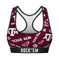 Rock 'Em Socks Women's Sports Bra - Texas A&M Aggies - Logo All-Over — main product shot