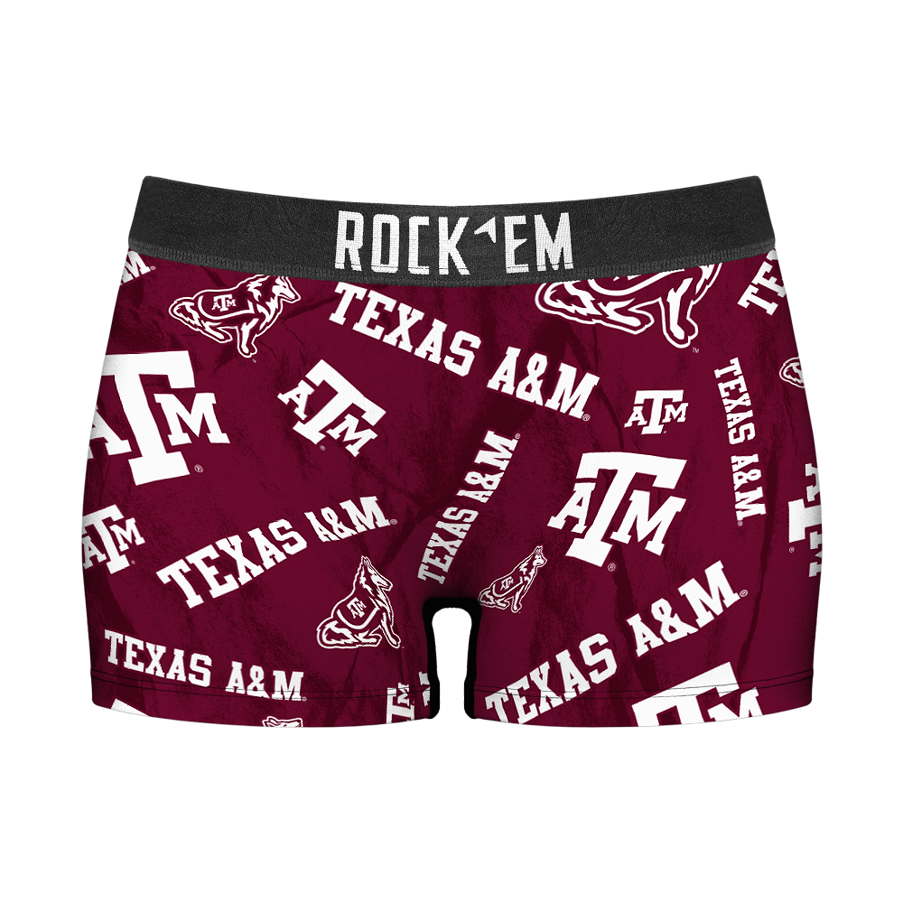Rock 'Em Socks Women's Boy Shorts - Texas A&M Aggies - Logo All-Over — main product shot