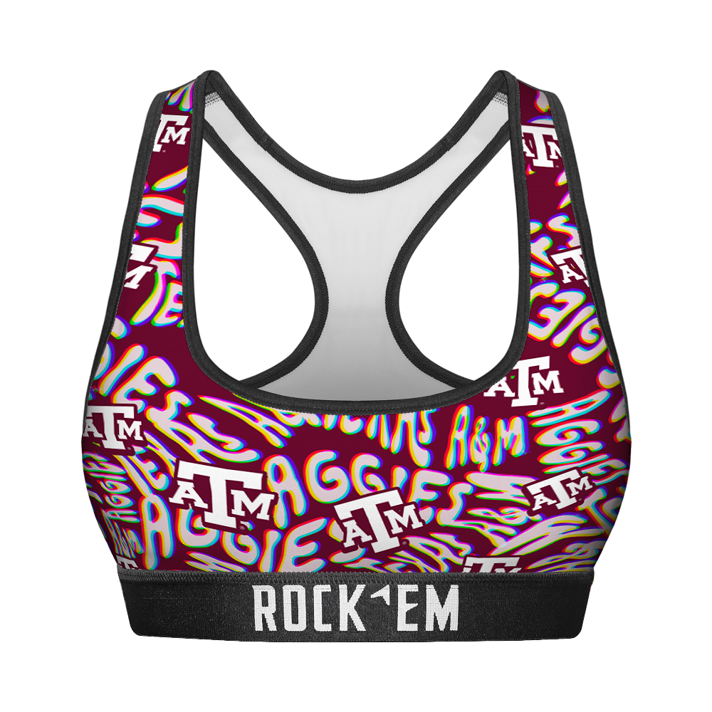 Rock 'Em Socks Women's Sports Bra - Texas A&M Aggies - Twisted Wordmark — main product shot