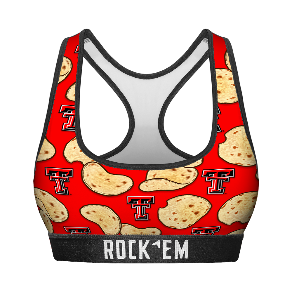 Rock 'Em Socks Women's Sports Bra - Texas Tech Red Raiders - Tortillas All-Over — main product shot