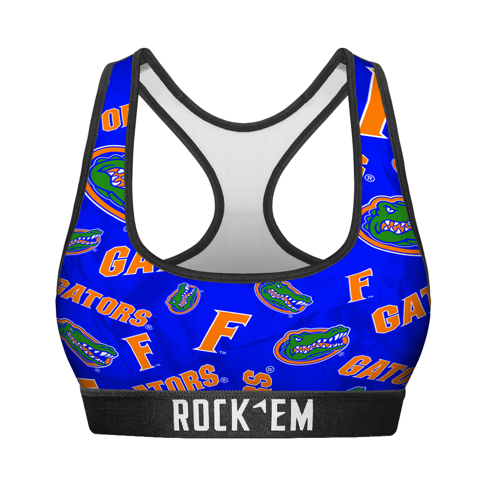 Rock 'Em Socks Women's Sports Bra - Florida Gators - Logo All-Over — main product shot