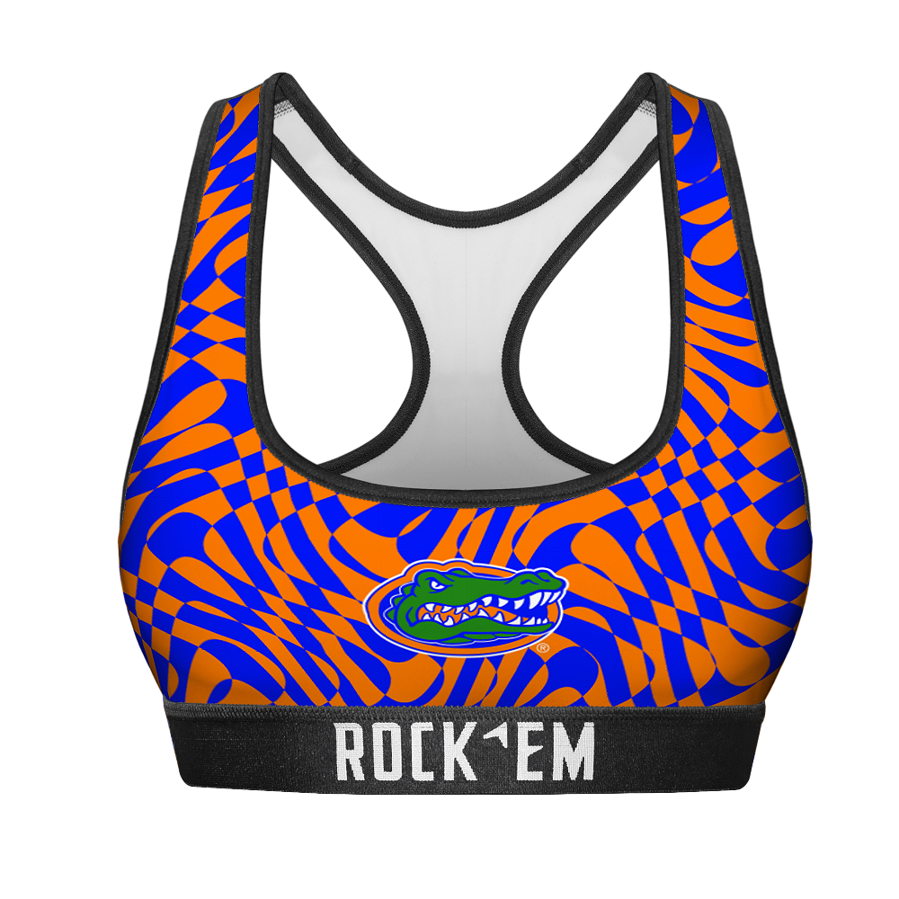 Rock 'Em Socks Women's Sports Bra - Florida Gators - Wavy Checkers — main product shot