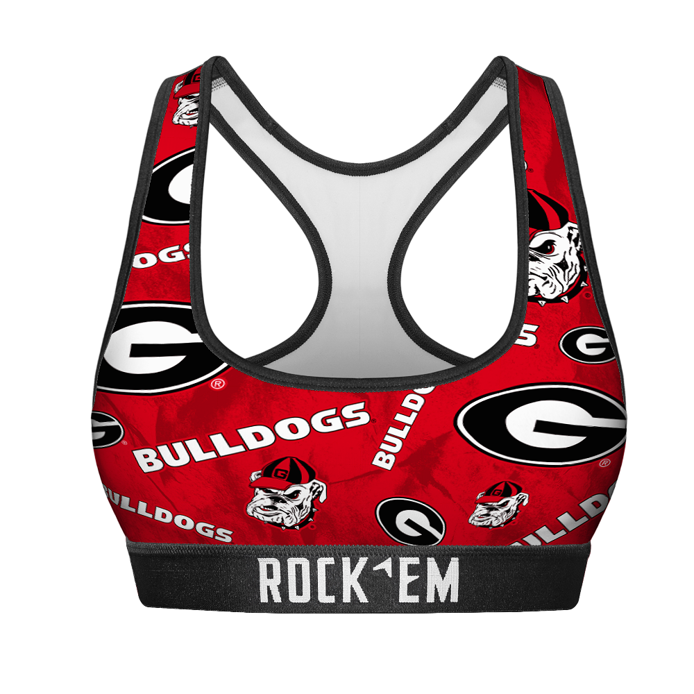 Rock 'Em Socks Women's Sports Bra - Georgia Bulldogs - Logo All-Over — main product shot