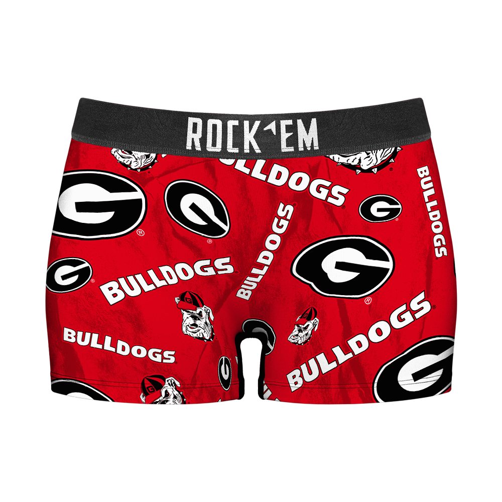 Rock 'Em Socks Women's Boy Shorts - Georgia Bulldogs  - Logo All-Over — main product shot