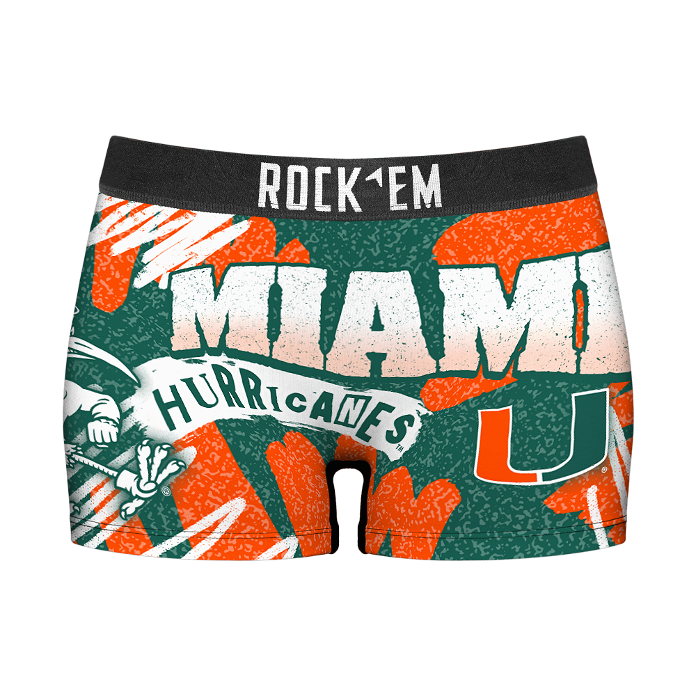 Rock 'Em Socks Rock 'Em Socks Women's Boy Shorts - Miami Hurricanes - Team Blast — main product shot