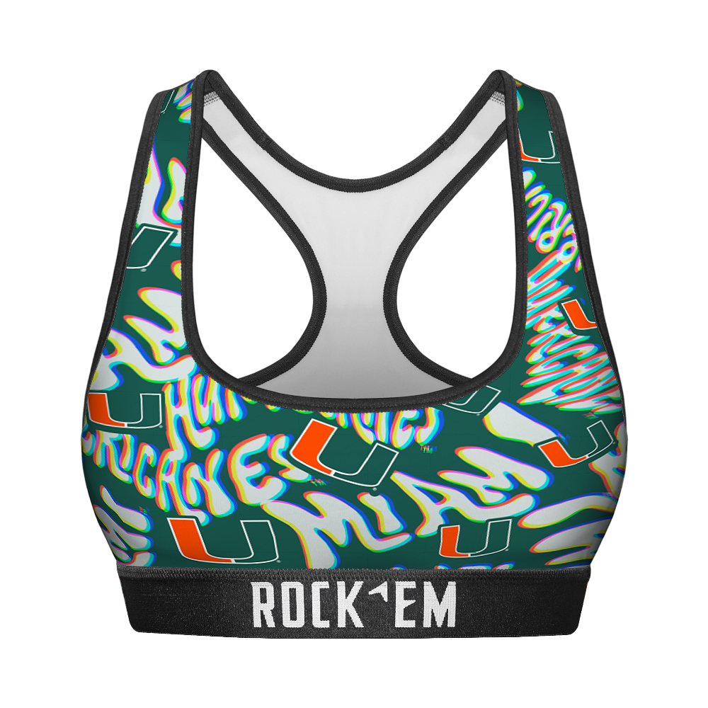 Rock 'Em Socks Women's Sports Bra - Miami Hurricanes - Twisted Wordmark — main product shot