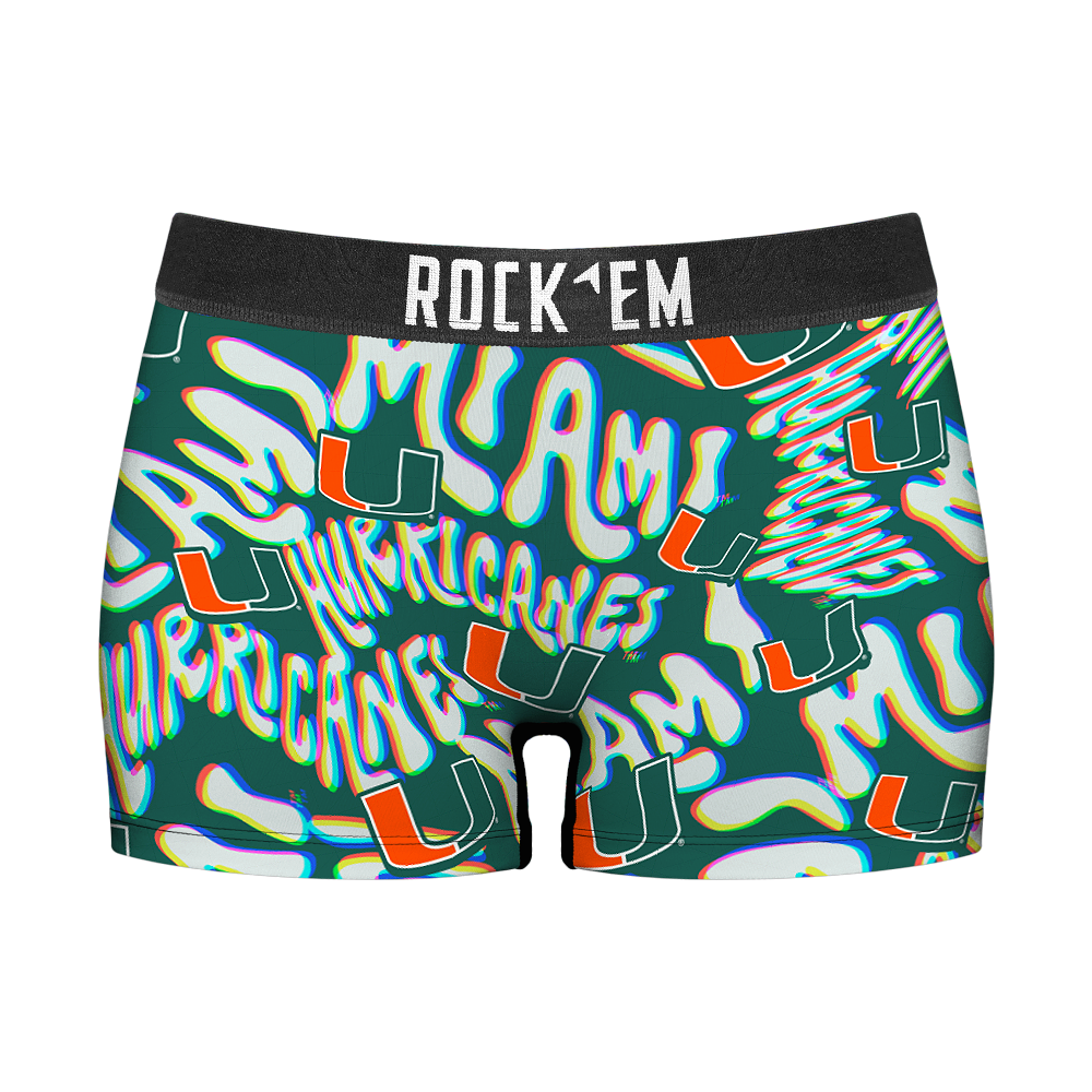 Rock 'Em Socks Women's Boy Shorts - Miami Hurricanes - Twisted Wordmark — main product shot
