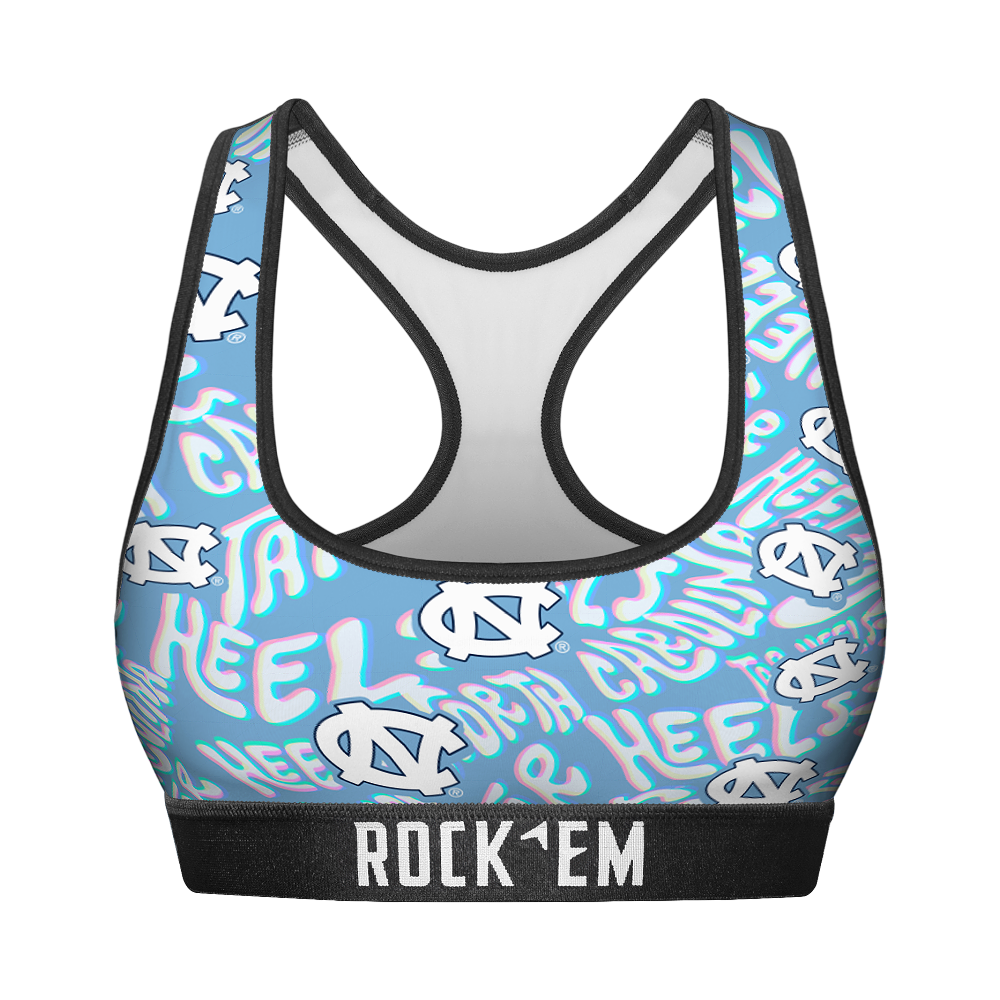 Rock 'Em Socks Women's Sports Bra - North Carolina Tar Heels - Twisted Wordmark — main product shot