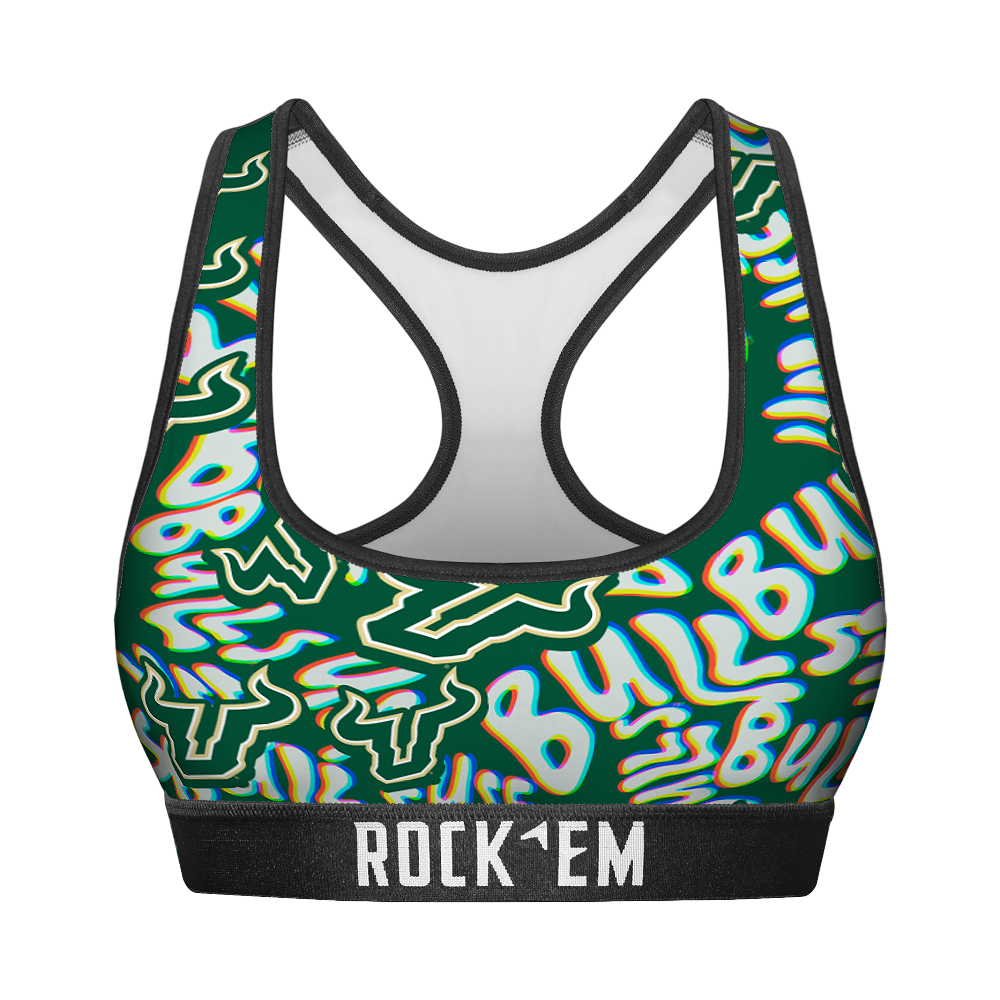 Rock 'Em Socks Rock 'Em Socks Women's Sports Bra - USF Bulls - Twisted Wordmark — main product shot