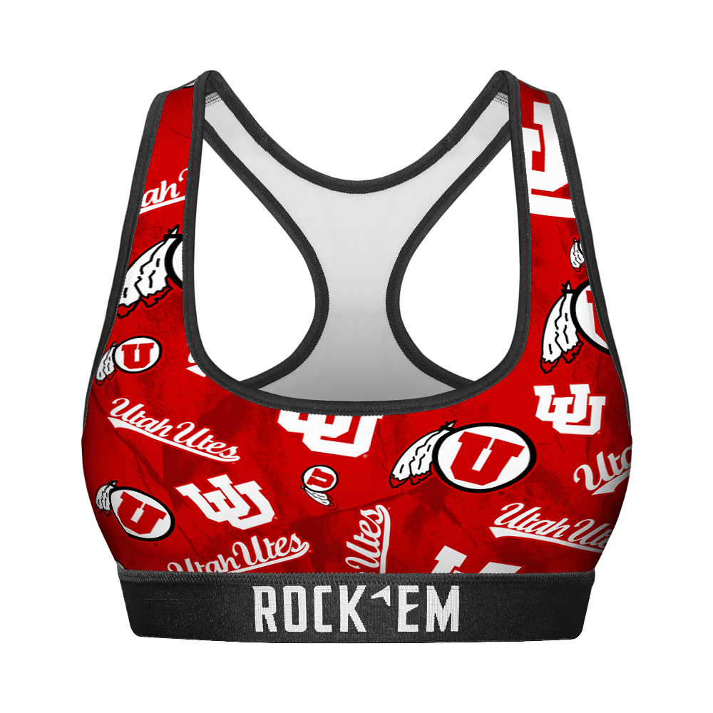 Rock 'Em Socks Rock 'Em Socks Women's Sports Bra - Utah Utes - Logo All-Over — main product shot