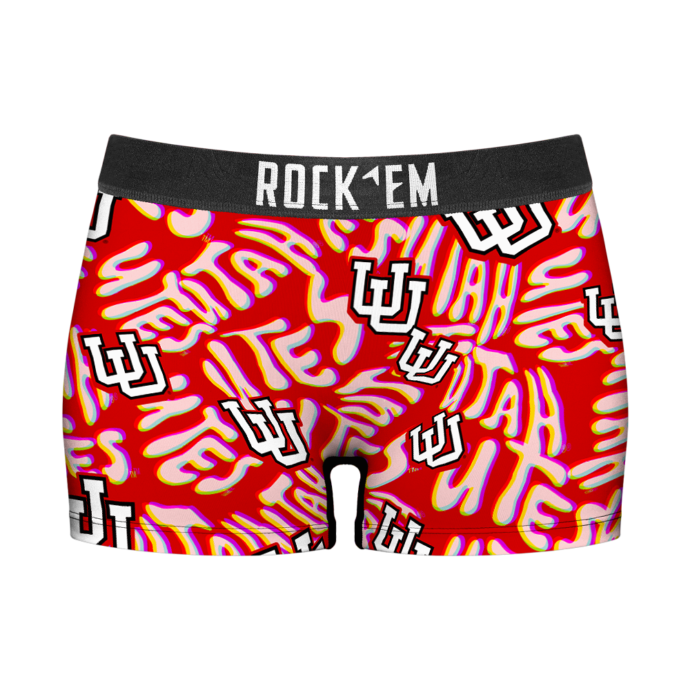 Rock 'Em Socks Rock 'Em Socks Women's Boy Shorts - Utah Utes - Twisted Wordmark — main product shot