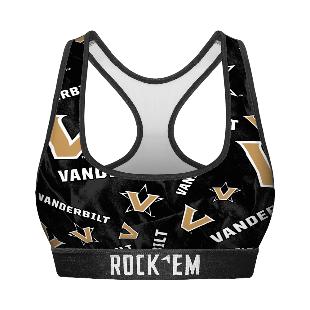Rock 'Em Socks Women's Sports Bra - Vanderbilt Commodores - Logo All-Over — main product shot