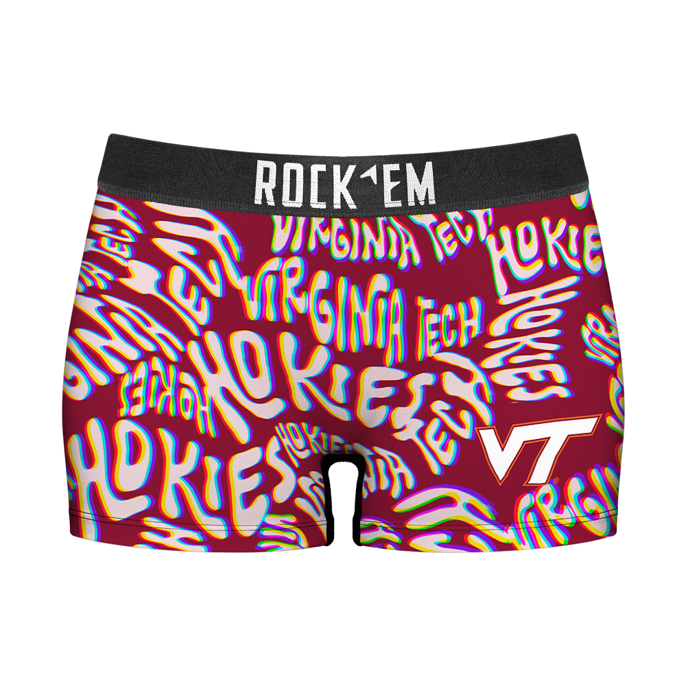 Rock 'Em Socks Women's Boy Shorts - Virginia Tech Hokies - Twisted Wordmark — main product shot
